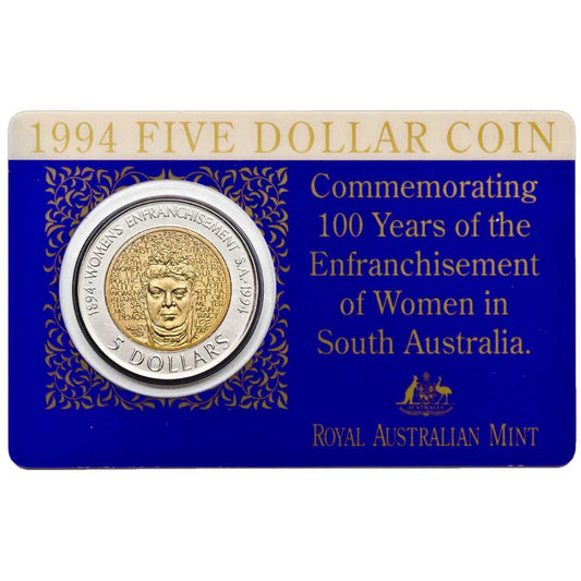 1994 $5 Commemorating 100 Years of the Enfranchisement of Women in South Australia