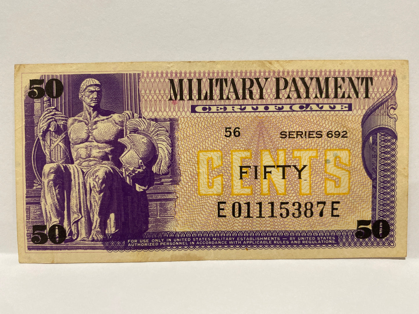 1970 USA MILITARY PAYMENT SERIES 692 50c banknote