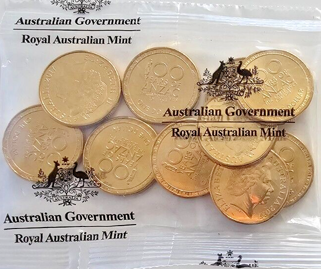 2017 100 YEARS OF ANZAC $1 RAM BAG 10 UNCIRCULATED COINS – All Aussie Coins