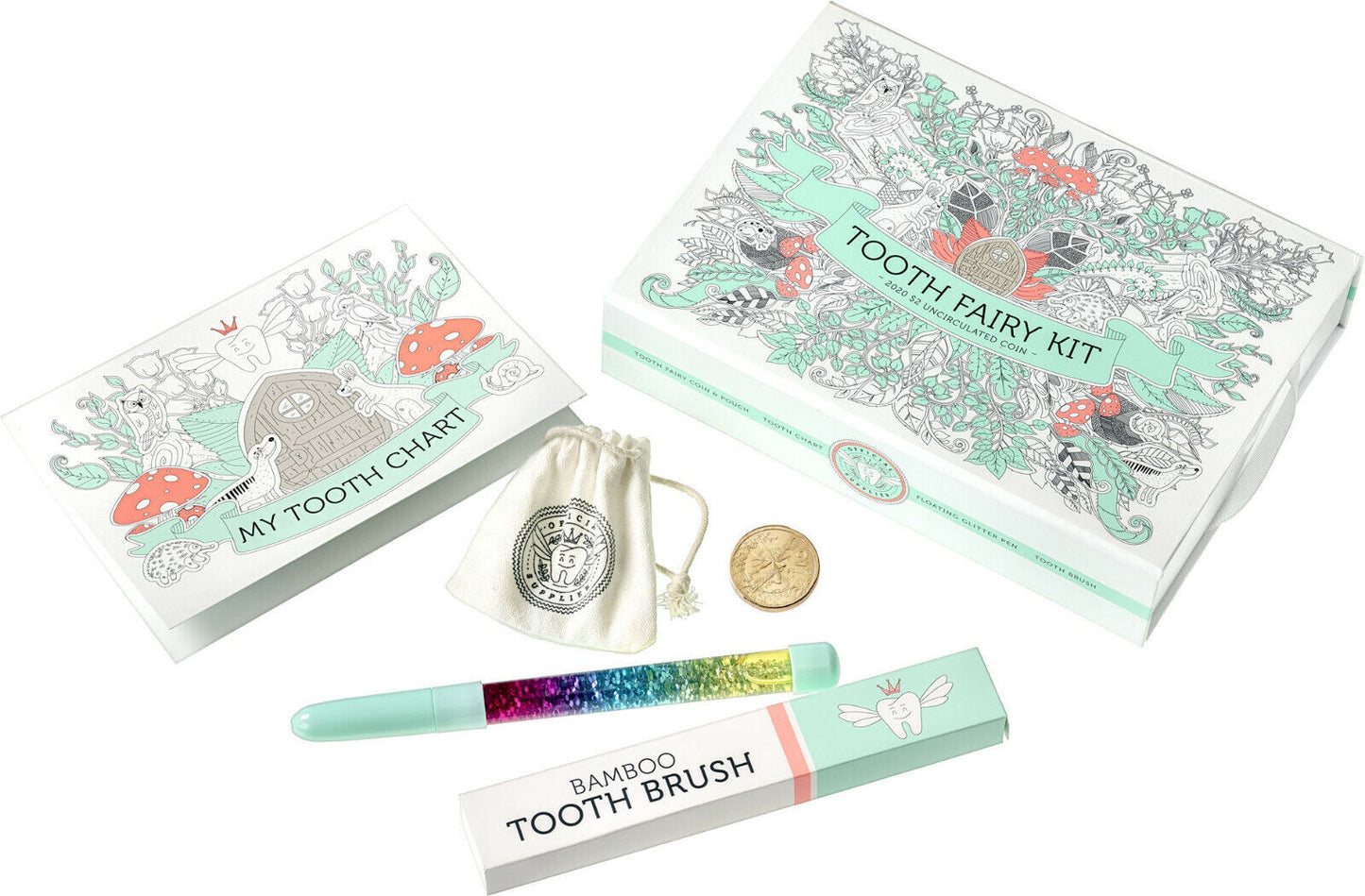 2020 TOOTH FAIRY KIT $2 RAM WITH TOOTHBRUSH, GLITTER PEN AND TOOTH  CHART