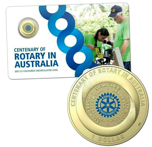 2021 CENTENARY OF ROTARY $1 COLOURED COIN RAM