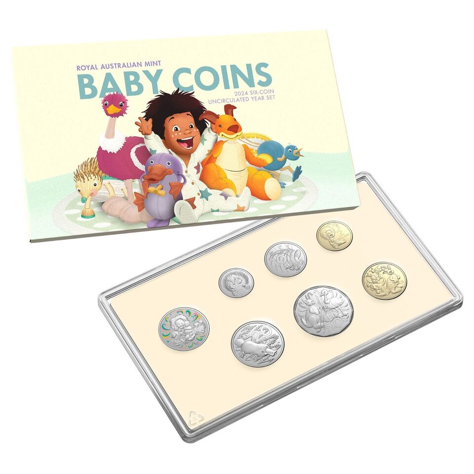 2024 ROYAL AUSTRALIAN MINT BABY COIN SET - 6 COIN SET PLUS COMMEMORATIVE TOKEN