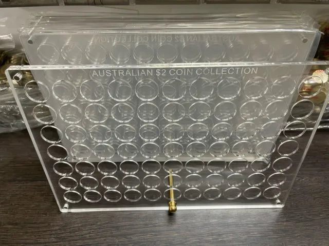 AUSTRALIAN $2 ACRYLIC DISPLAY STAND HOLDS 77 COINS