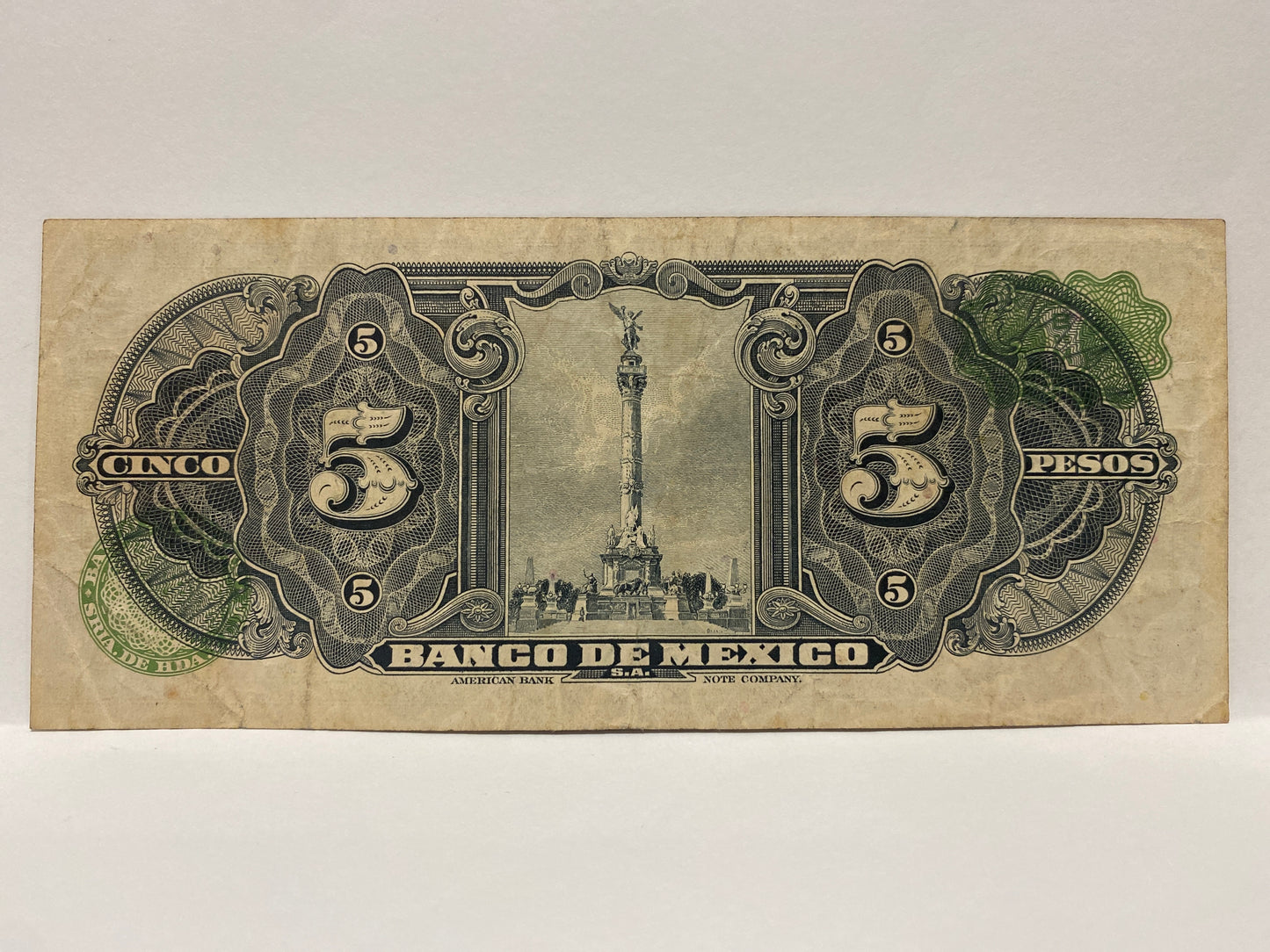 1959 MEXICO FIVE PESO PAPER BANKNOTE CIRCULATED