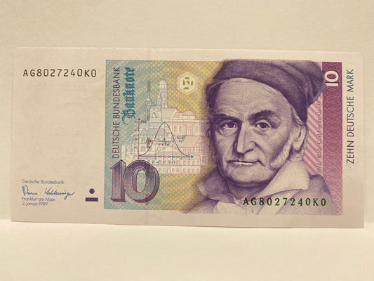 1989 GERMANY 10 DEUTSCHE MARK PAPER BANKNOTE UNCIRCULATED