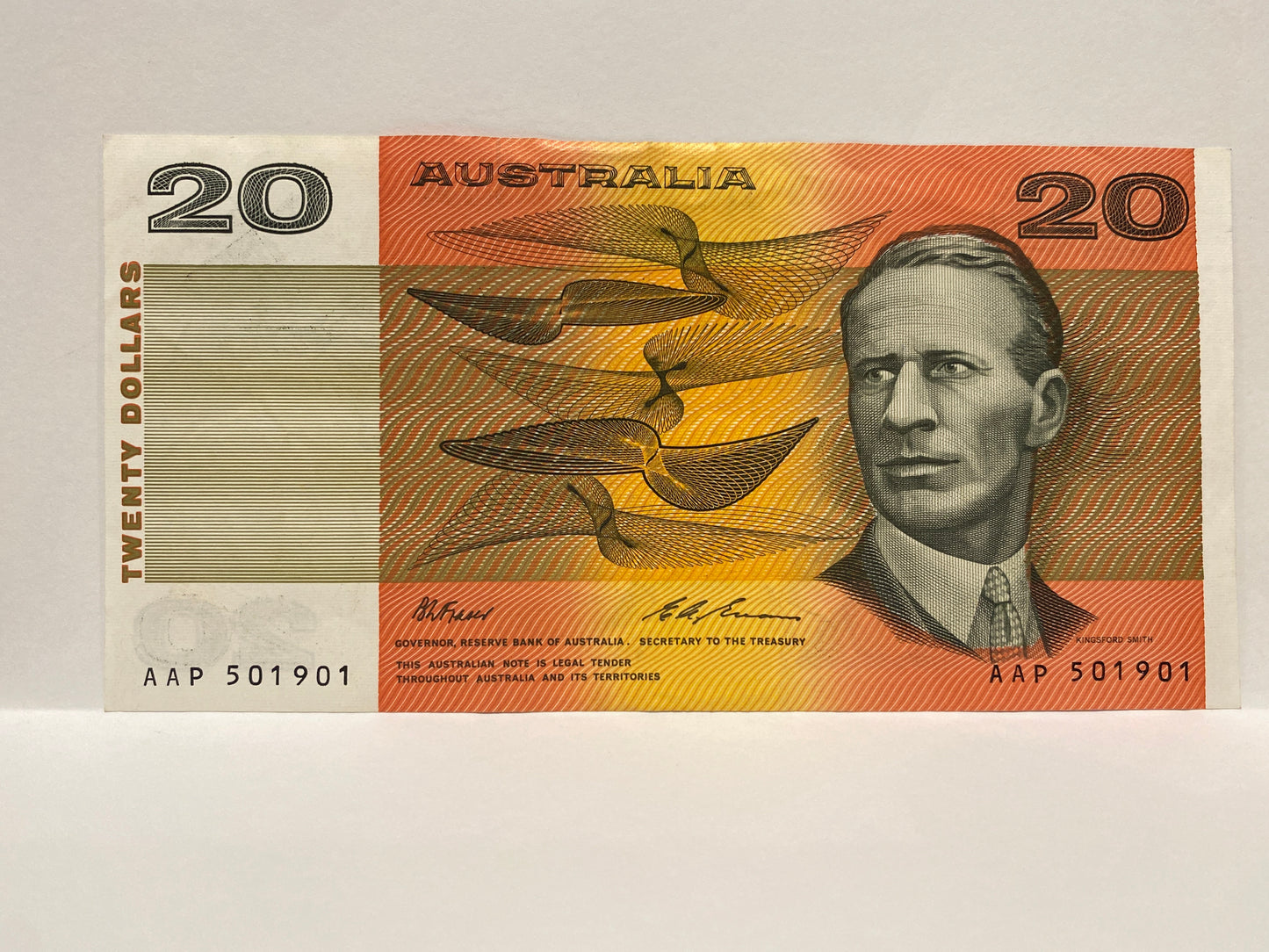 1993 $20 PAPER BANKNOTE FRASER/EVANS AUNC