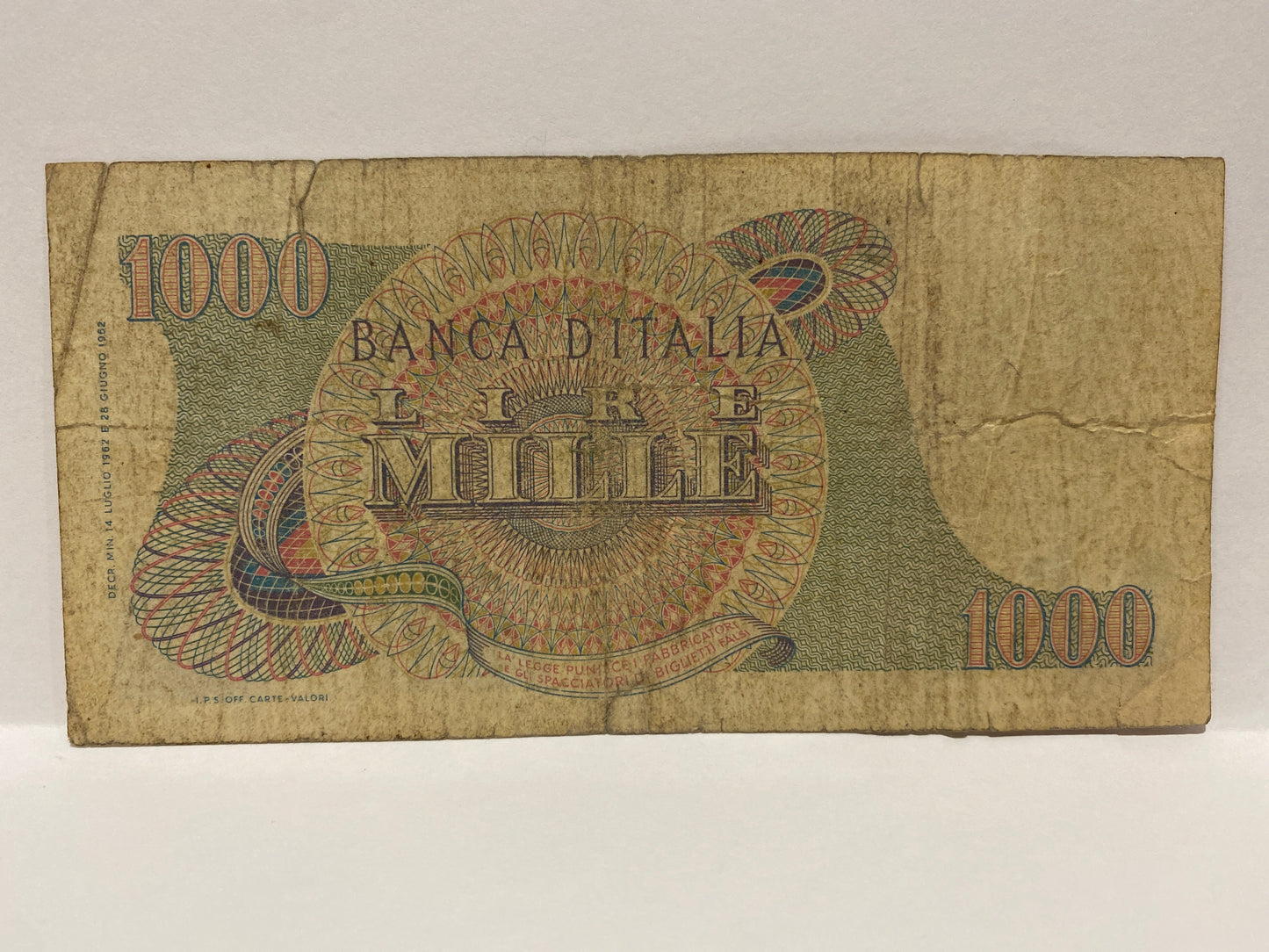 1962 ITALY 1000 MILLE LIRE GUISEPPE VERDI PAPER BANKNOTE CIRCULATED