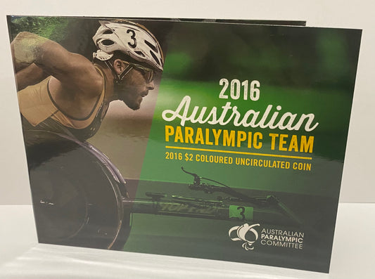 2016 RIO PARALYMPIC $2 COIN IN FOLDER