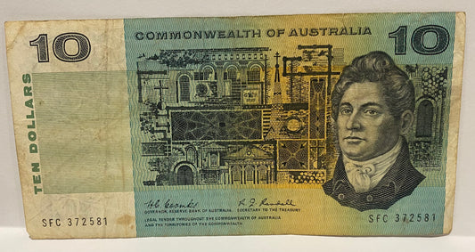 1967 $10 COMMONWEALTH OF AUSTRALIA COOMBS/RANDALL CIRCULATED CONDITION