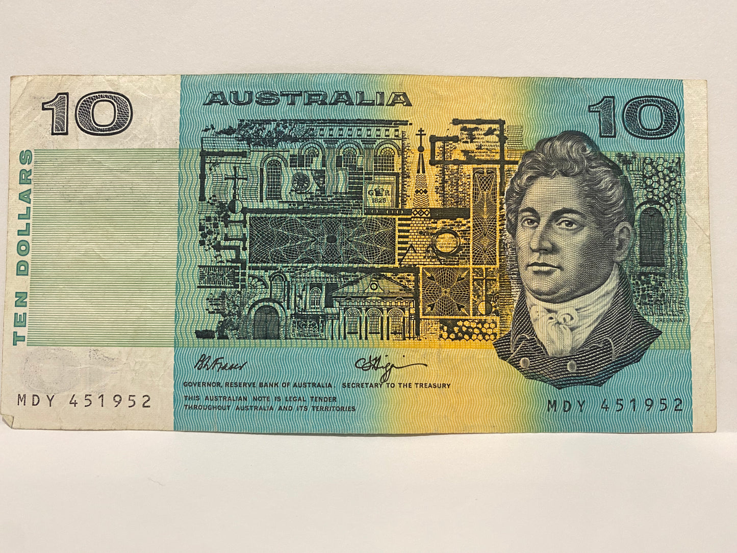 1989 $10 PAPER BANKNOTE FRASER/HIGGINS CIRCULATED