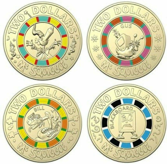 2019 MR SQUIGGLE 4 COIN SET $2 UNC