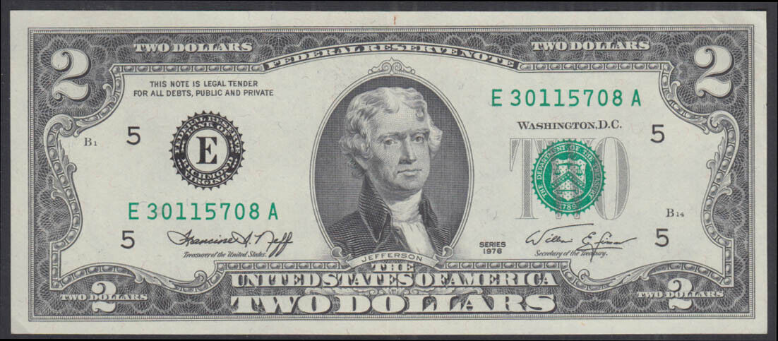 USA Series 1976 $2 Banknote Federal Reserve Note Richmond District - E31127283A