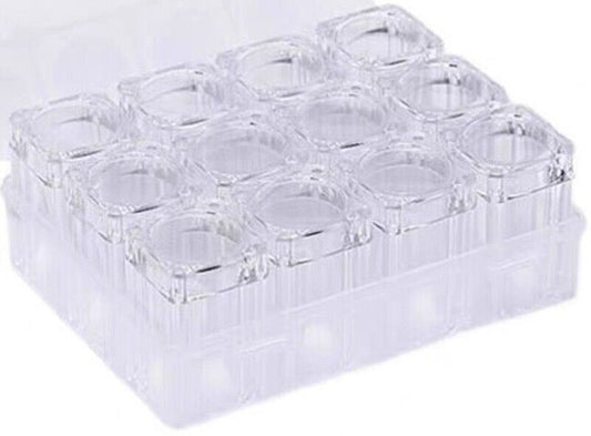 ACRYLIC COIN TUBES WITH STORAGE BOX - 12 TUBES