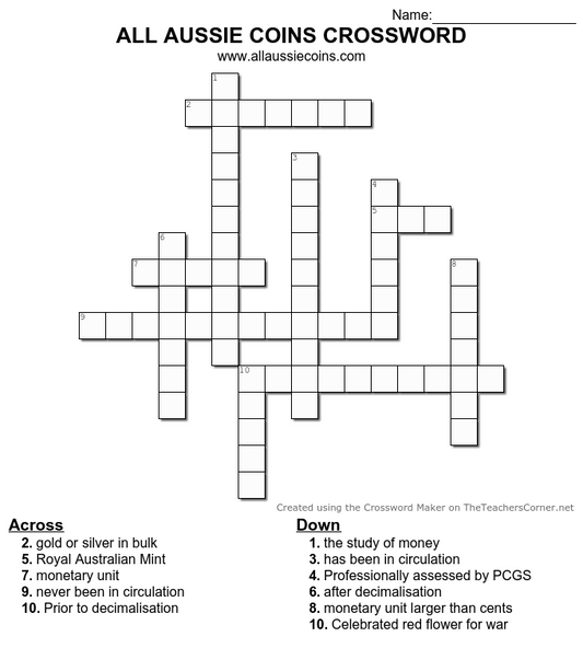 ALL AUSSIE COINS CROSSWORD