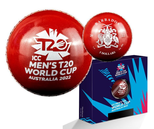 2023 ICC MEN'S CRICKET WORLD CUP 3D RED CRICKET BALL 1oz SILVER COIN