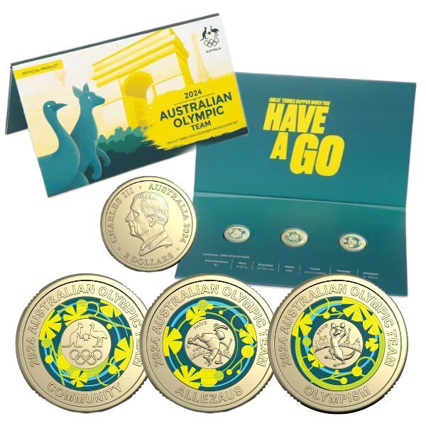 2024 Australian Paris Olympic Team $2 Coloured Uncirculated Three-Coin Set