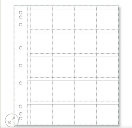 Renniks Coin Sheet 20 Pocket Clear (pack 10, includes Backing Pages)