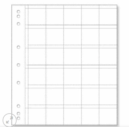 Renniks Coin Sheet 30 Pocket Clear (pack 10, includes Backing Pages)