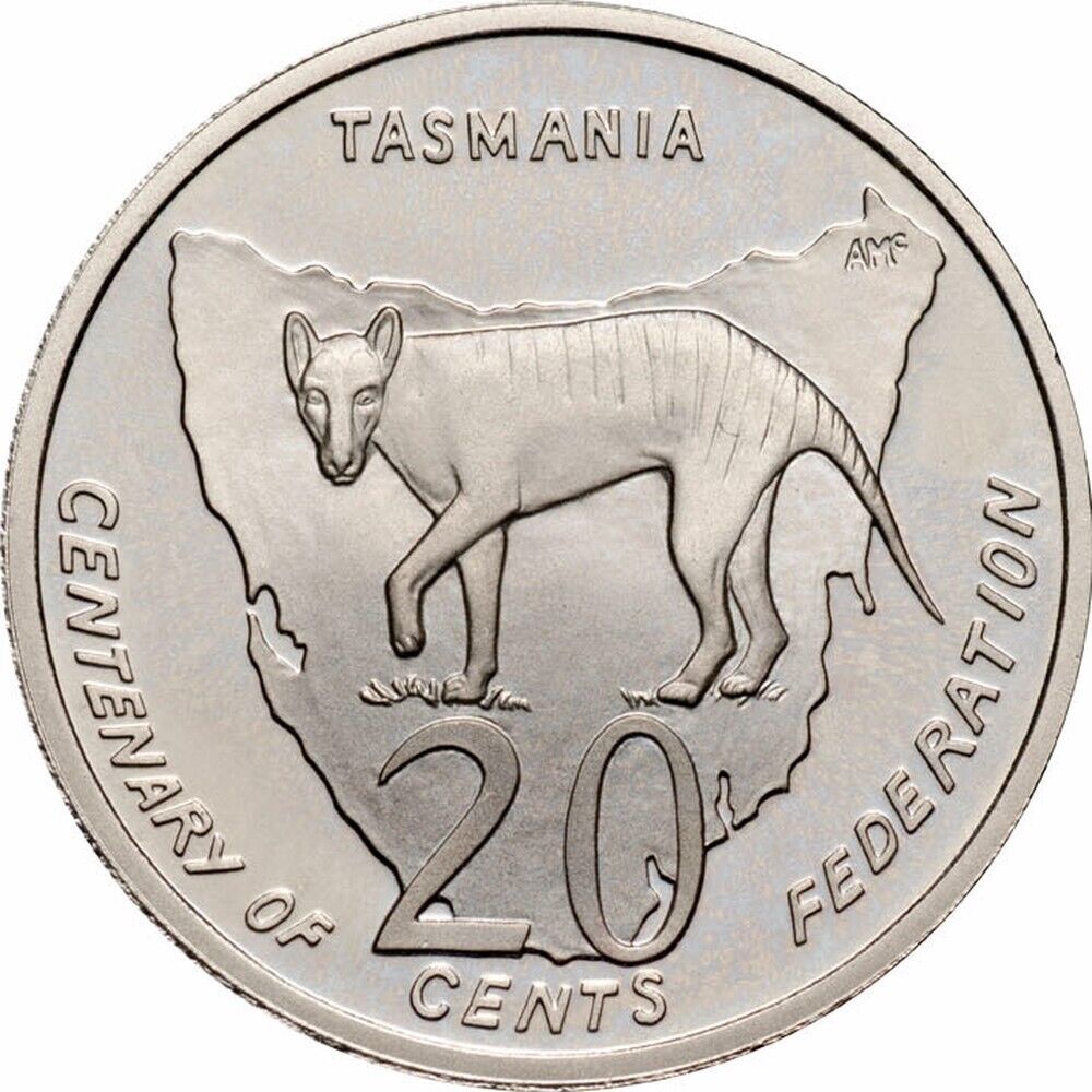 2001 CENTENARY OF FEDERATION TASMANIA 20 c UNCIRCULATED