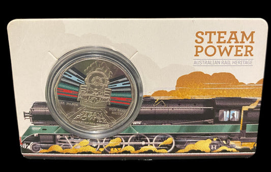 2022 RAM 50c Australian Rail Heritage Steam Power SA No504 Coin - Carded UNC