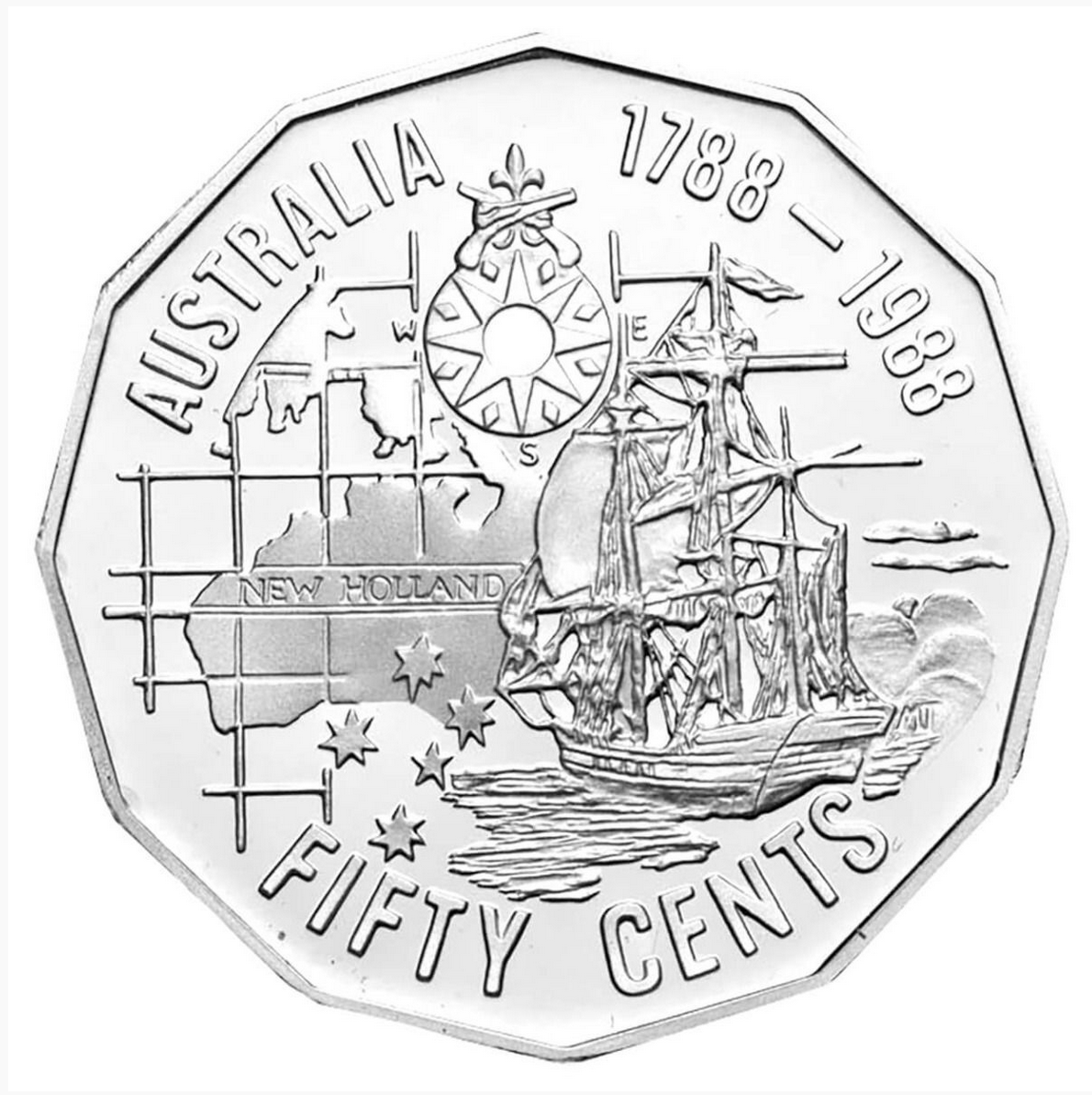 1988 FIRST FLEET "TALL SHIPS" 50c UNCIRCULATED