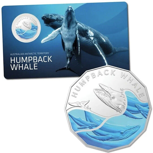 2023 AUSTRALIAN ANTARCTIC TERRITORY SERIES HUMPBACK WHALE 50c COIN UNC CARDED